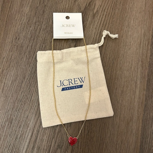J. Crew Jewelry - J. Crew Gold Necklace with Rhinestone Red Heart Pendant NWT